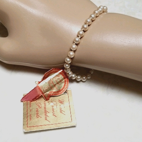 Vintage 1950s Mid Century Cultra Simulated Pearl Bracelet With Original Tag - Picture 8 of 14